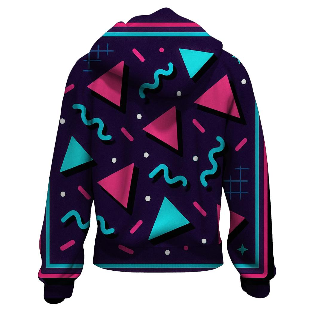 Neon Roller Rink Geometry premium hoodies