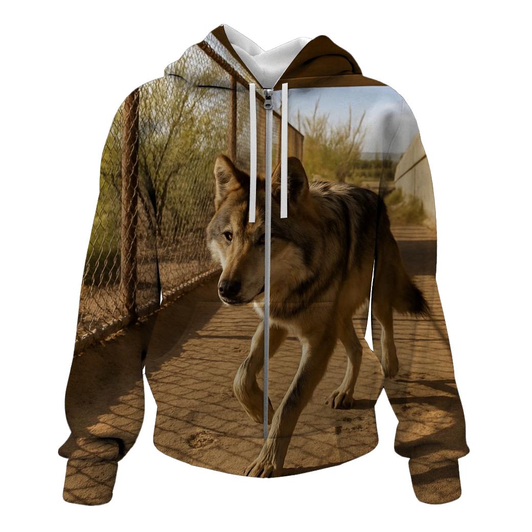 Mexican Gray Wolf At A Desert Wildlife Crossing custom hoodies