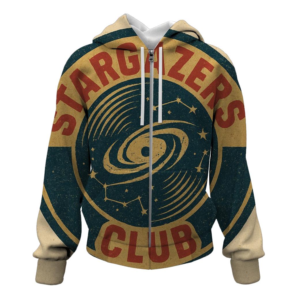 Distressed Vinyl Astronomy Club Badge printed hoodies