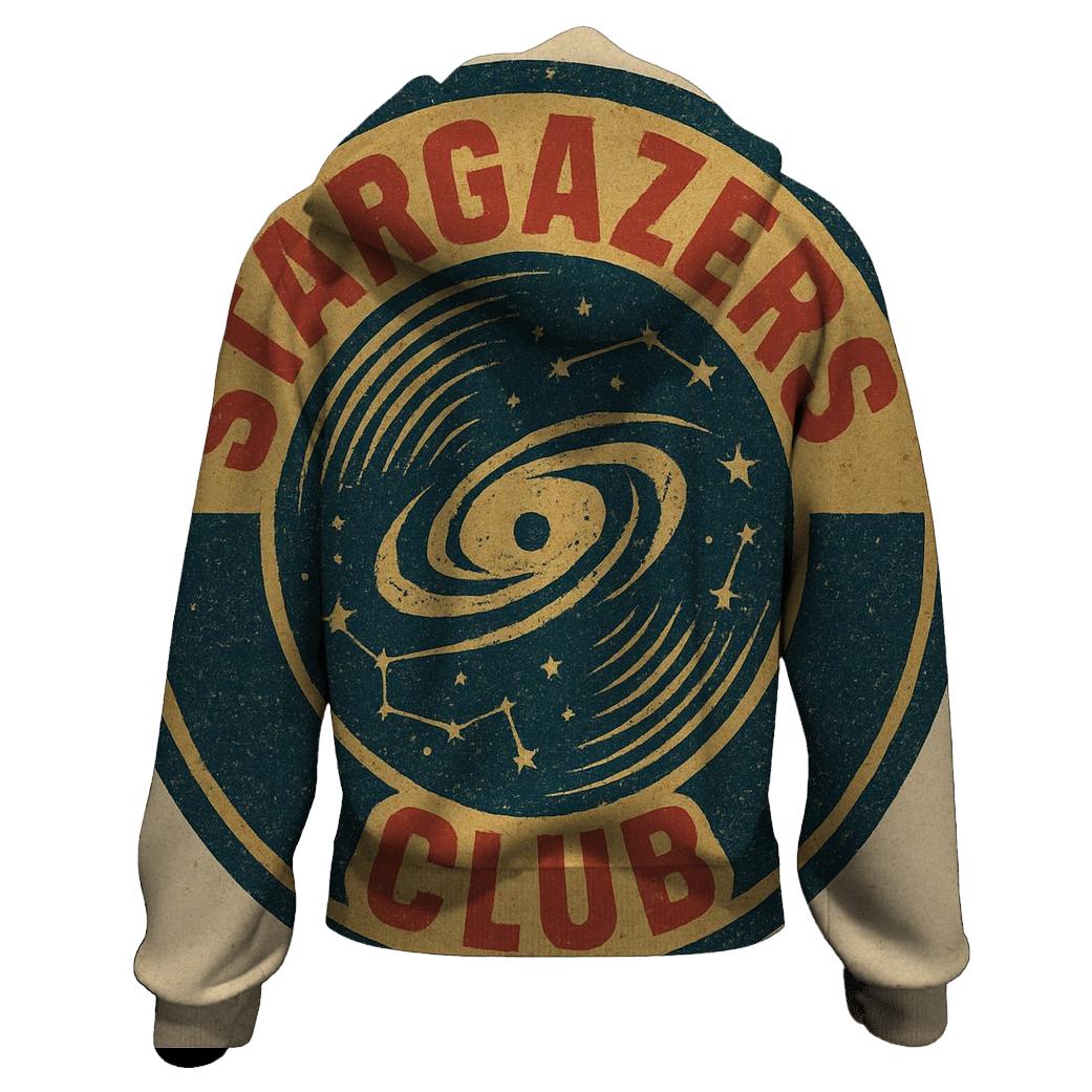 Distressed Vinyl Astronomy Club Badge printed hoodies