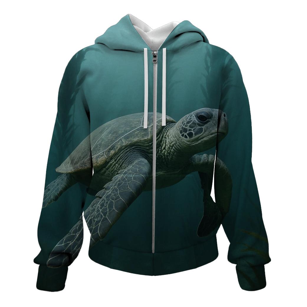 Kelp Curtain Glide Green Sea Turtle lightweight hoodies