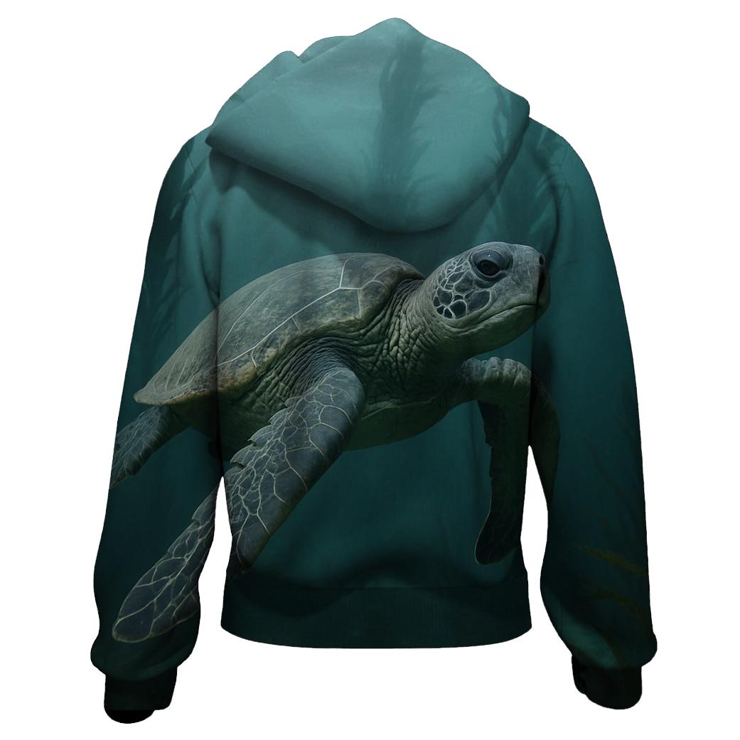Kelp Curtain Glide Green Sea Turtle lightweight hoodies