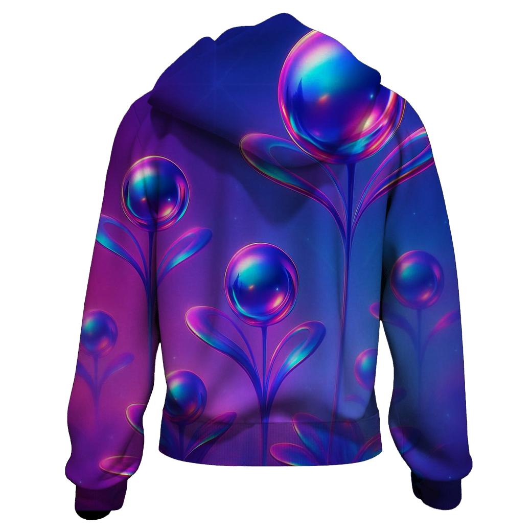 Chrome Aurora Orb Garden hoodie trends