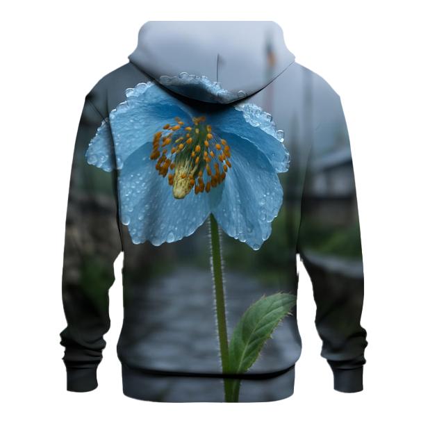 Blue Poppy In A Himalayan Monastery Garden After Rain graphic hoodies