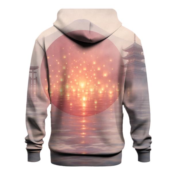 Rising Sun Over Water Lanterns Japan zip-up hoodies