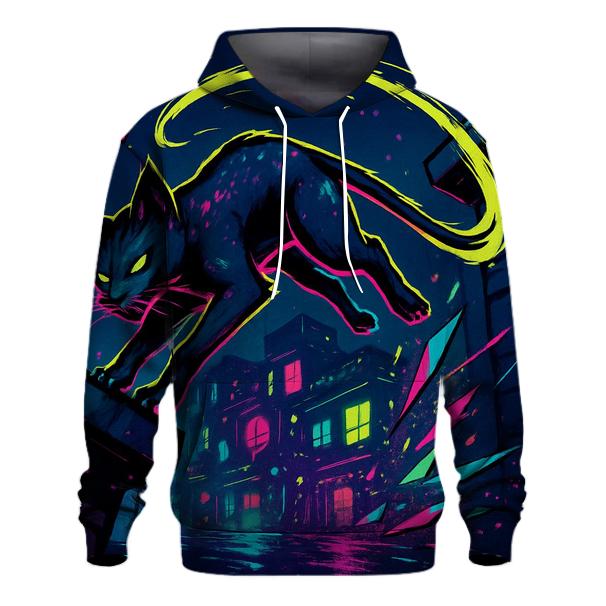Neon Alley Parkour Cat With Prism Sparks pullover hoodies