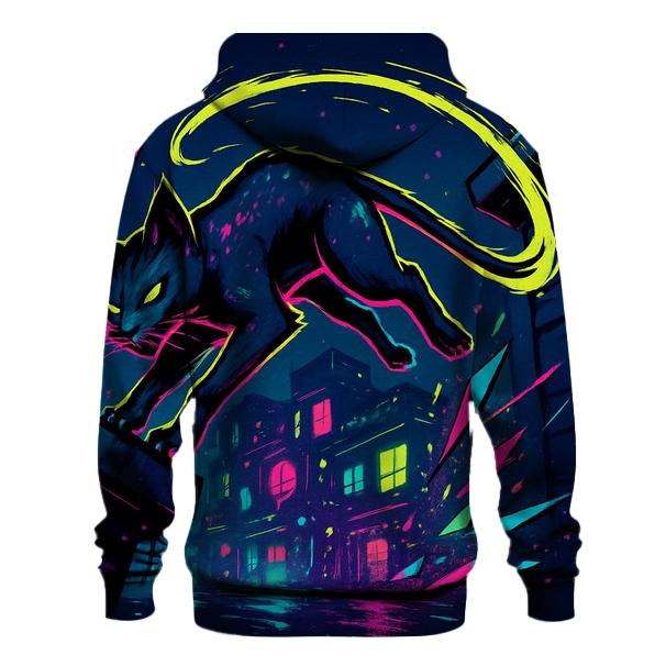 Neon Alley Parkour Cat With Prism Sparks pullover hoodies