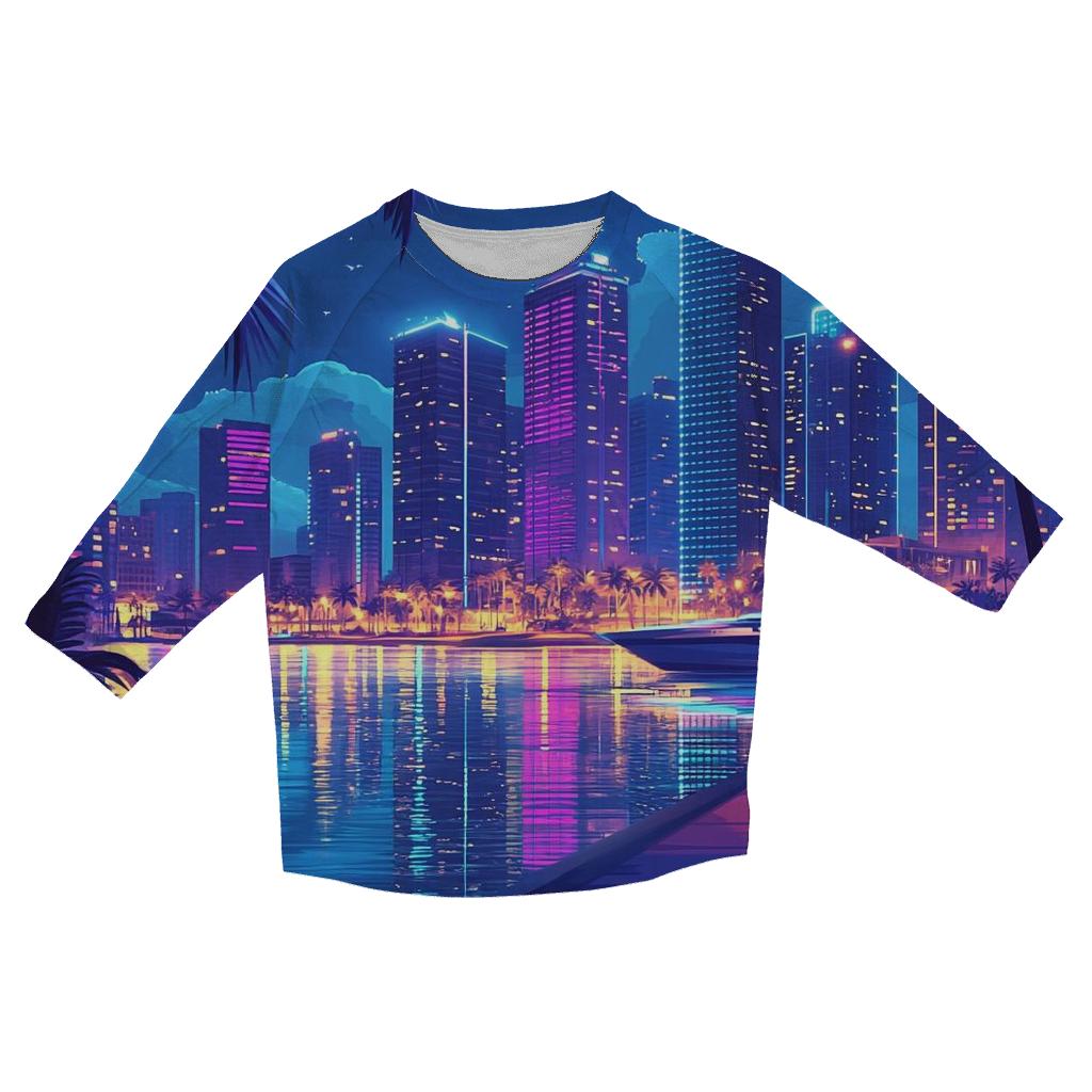 Neon Skyline At Marina Bay Waterfront stylish quarter sleeve tops