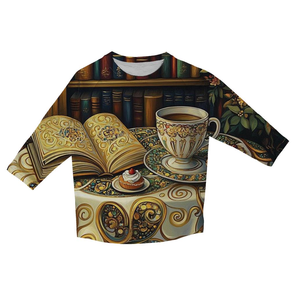 Gustav Klimt Inspired Library Cafe Still Life custom 3/4 sleeve shirts