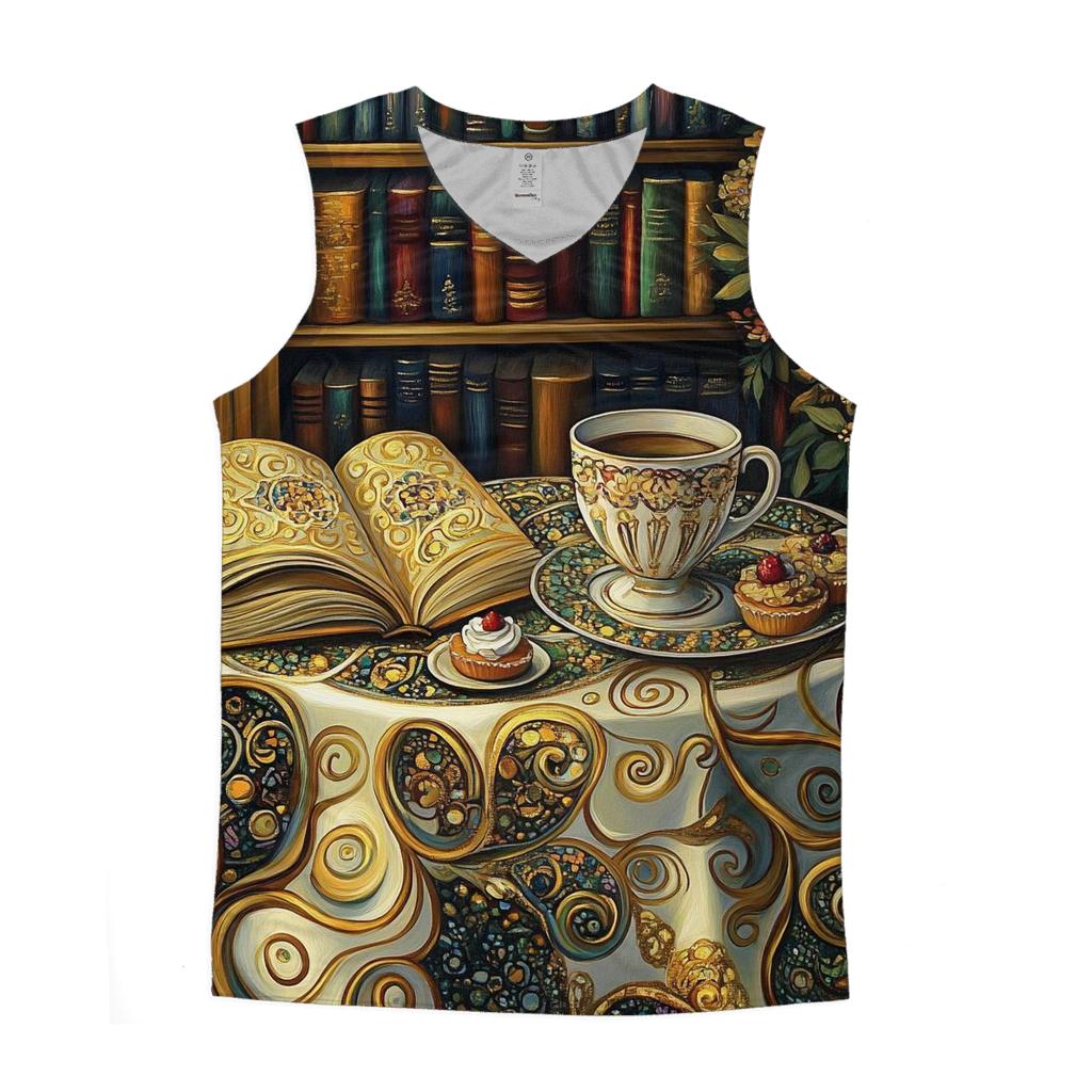 Gustav Klimt Inspired Library Cafe Still Life trendy fitted tank tops