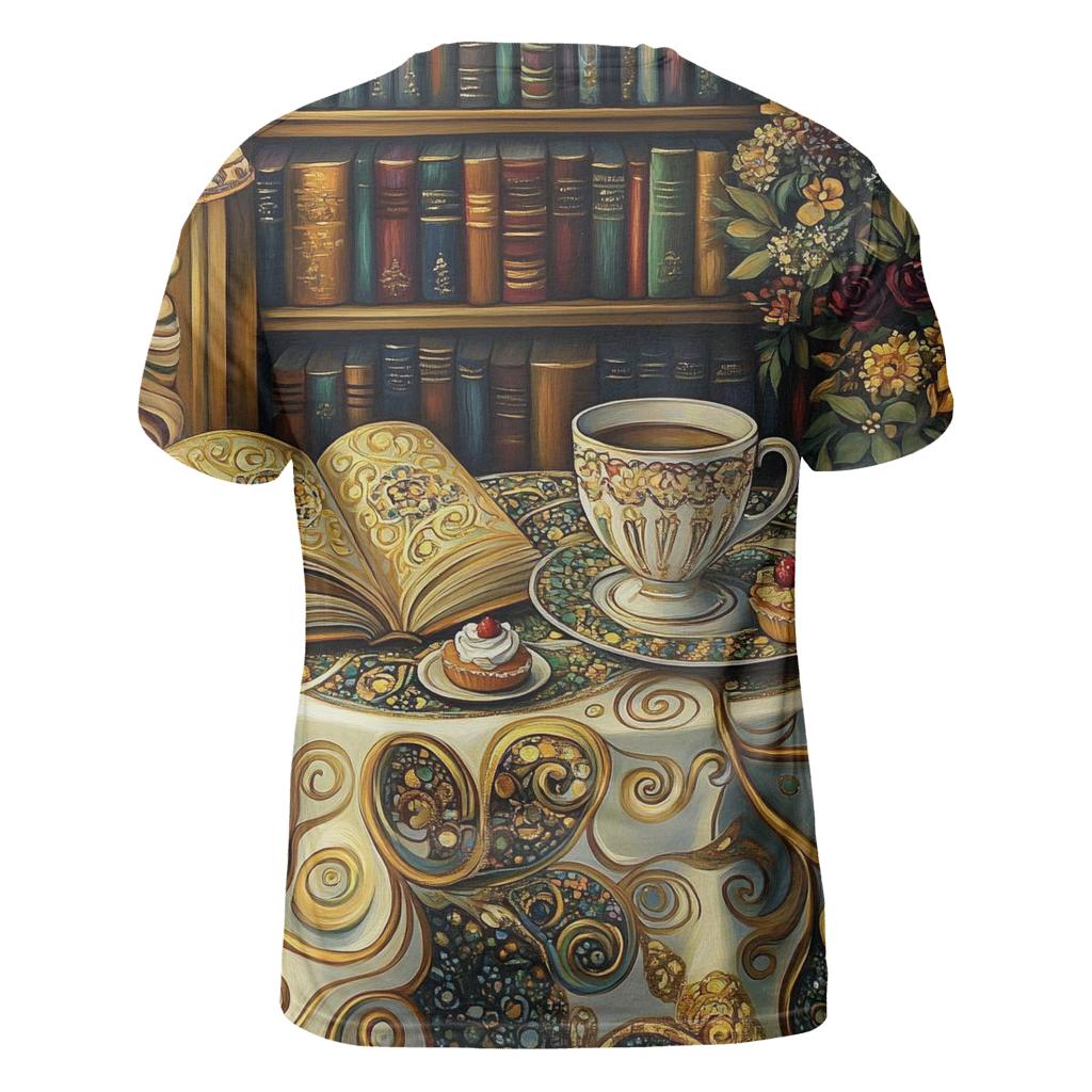 Gustav Klimt Inspired Library Cafe Still Life creative print fashion shirts