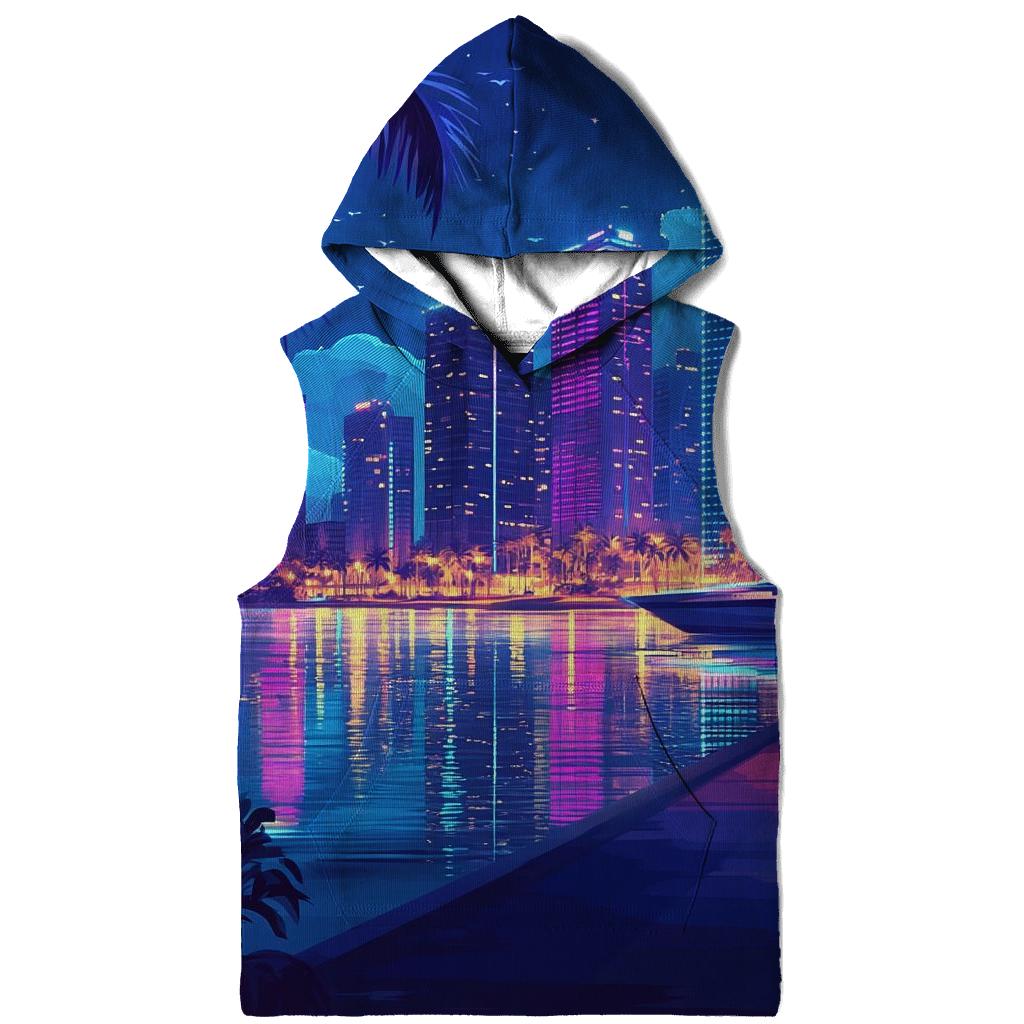 Neon Skyline At Marina Bay Waterfront heavyweight hoodies
