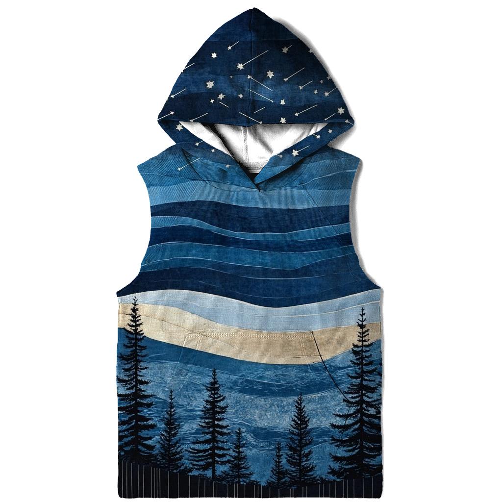 Hokusai Inspired Meteor Shower Over Coastal Pines designer hoodies