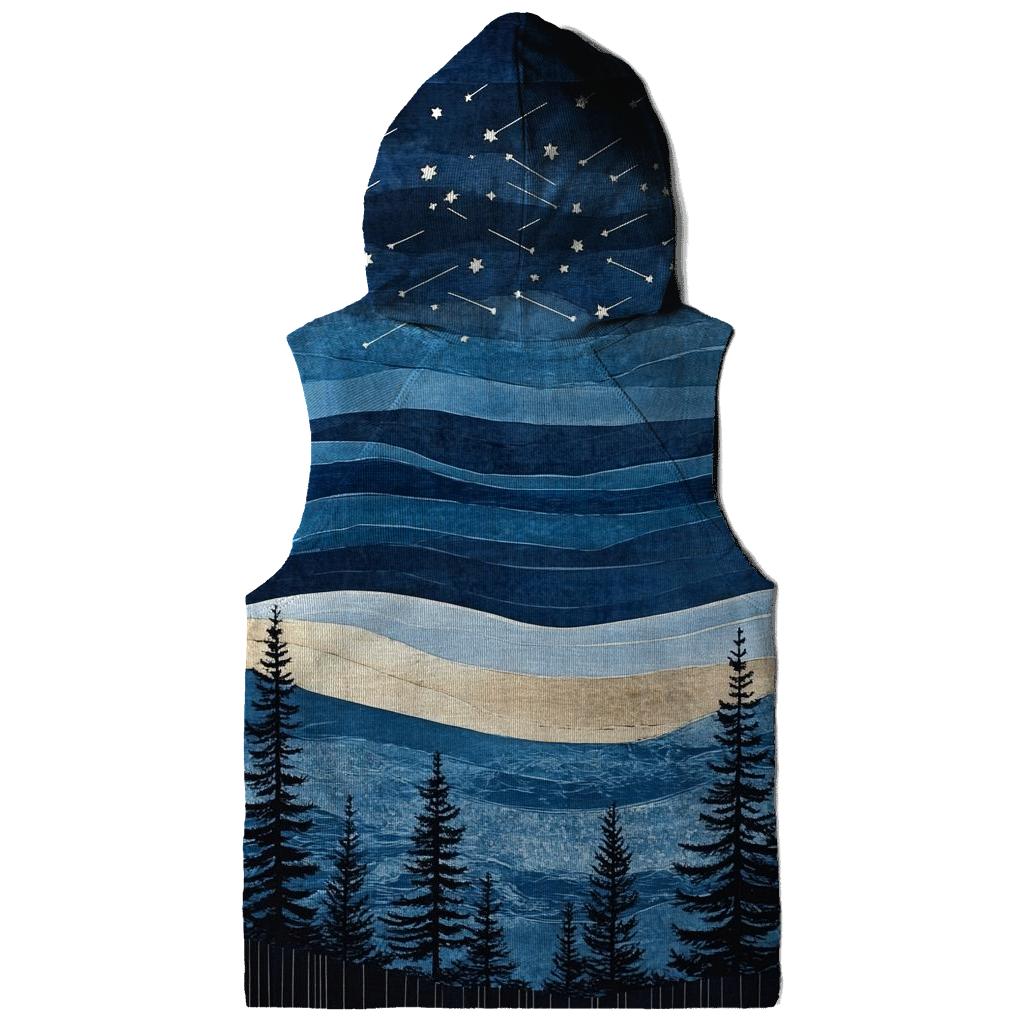 Hokusai Inspired Meteor Shower Over Coastal Pines designer hoodies