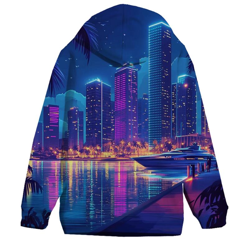 Neon Skyline At Marina Bay Waterfront premium hoodies