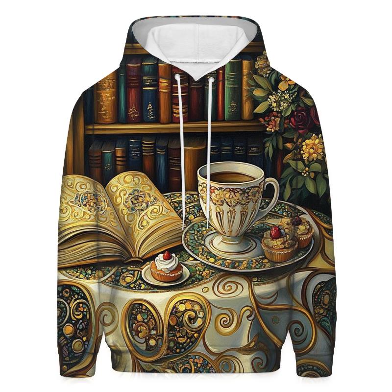 Gustav Klimt Inspired Library Cafe Still Life graphic hoodies
