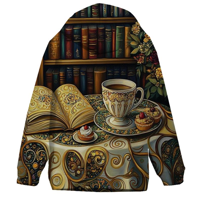 Gustav Klimt Inspired Library Cafe Still Life graphic hoodies