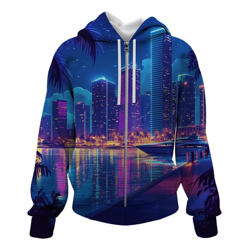 Neon Skyline At Marina Bay Waterfront hoodie trends