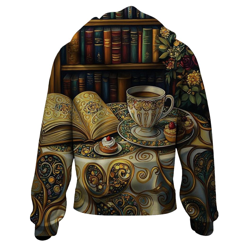 Gustav Klimt Inspired Library Cafe Still Life printed hoodies