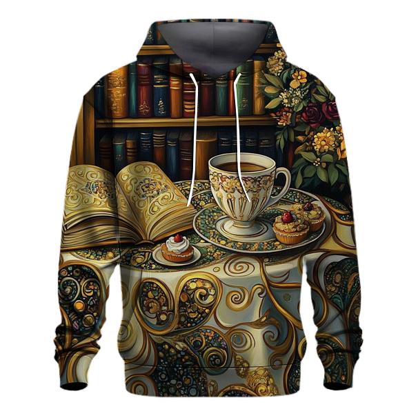 Gustav Klimt Inspired Library Cafe Still Life printed hoodies