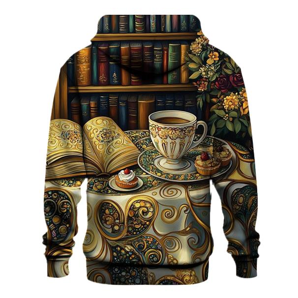 Gustav Klimt Inspired Library Cafe Still Life printed hoodies