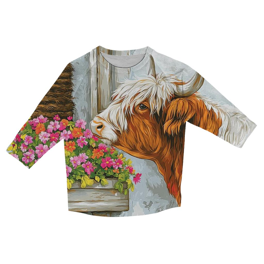 Crofthouse Window Box With Highland Cow cotton quarter sleeve shirts