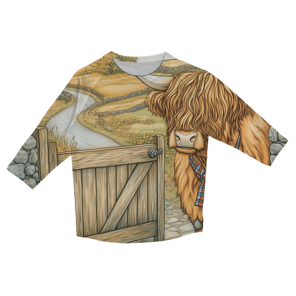 Highland Cow Meadow Gatekeeper personalized 3/4 sleeve tees