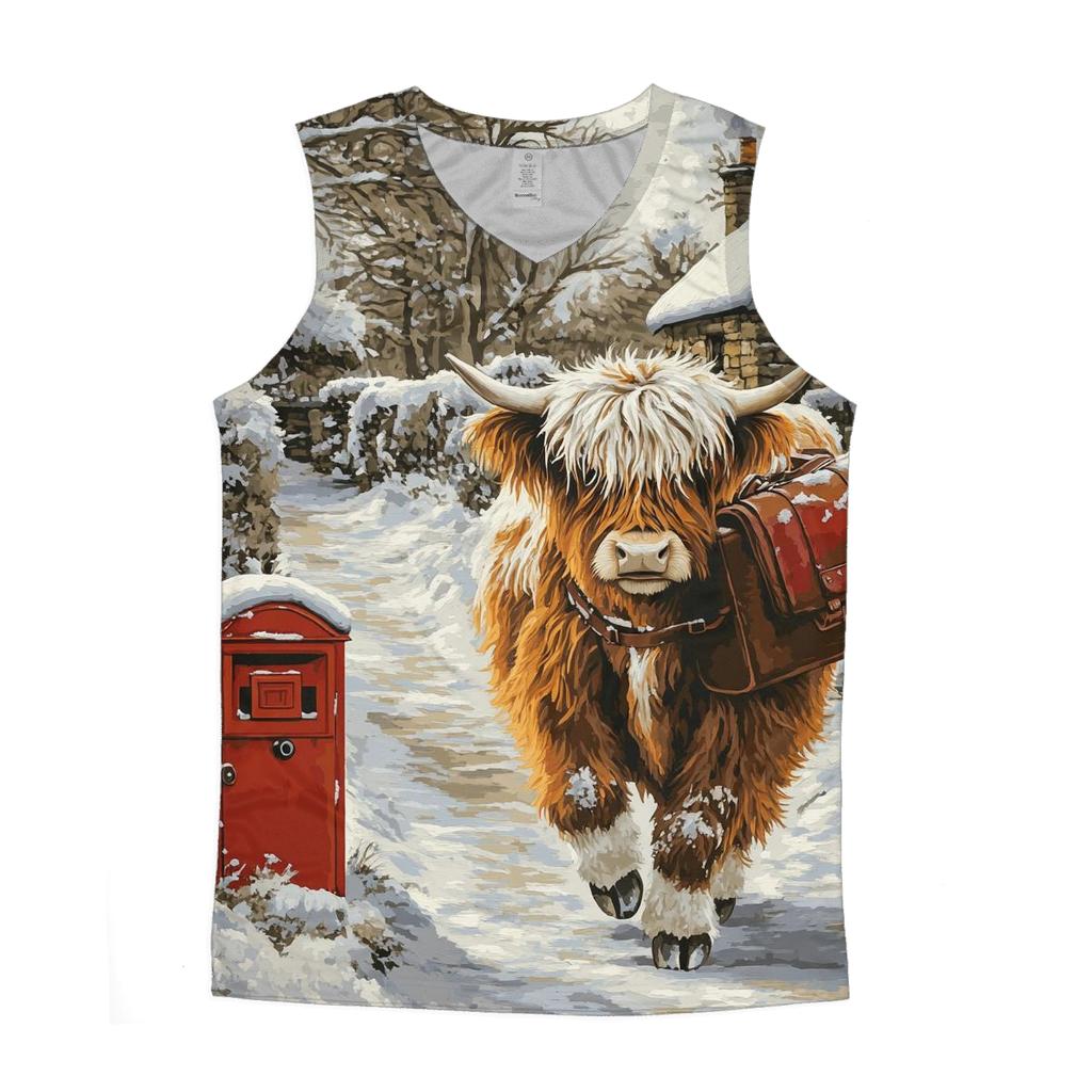 Highland Cow In The Winter Mail Run casual summer tank tops