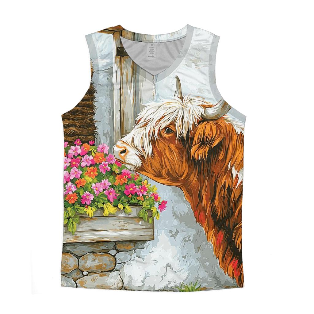 Crofthouse Window Box With Highland Cow casual summer tank tops