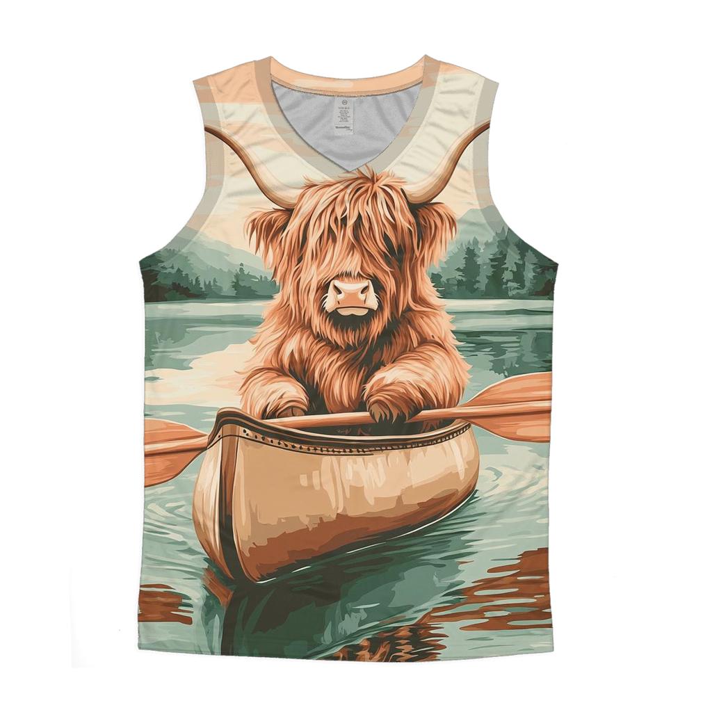 Highland Cow Canoe Guide On A Calm Loch custom tank tops