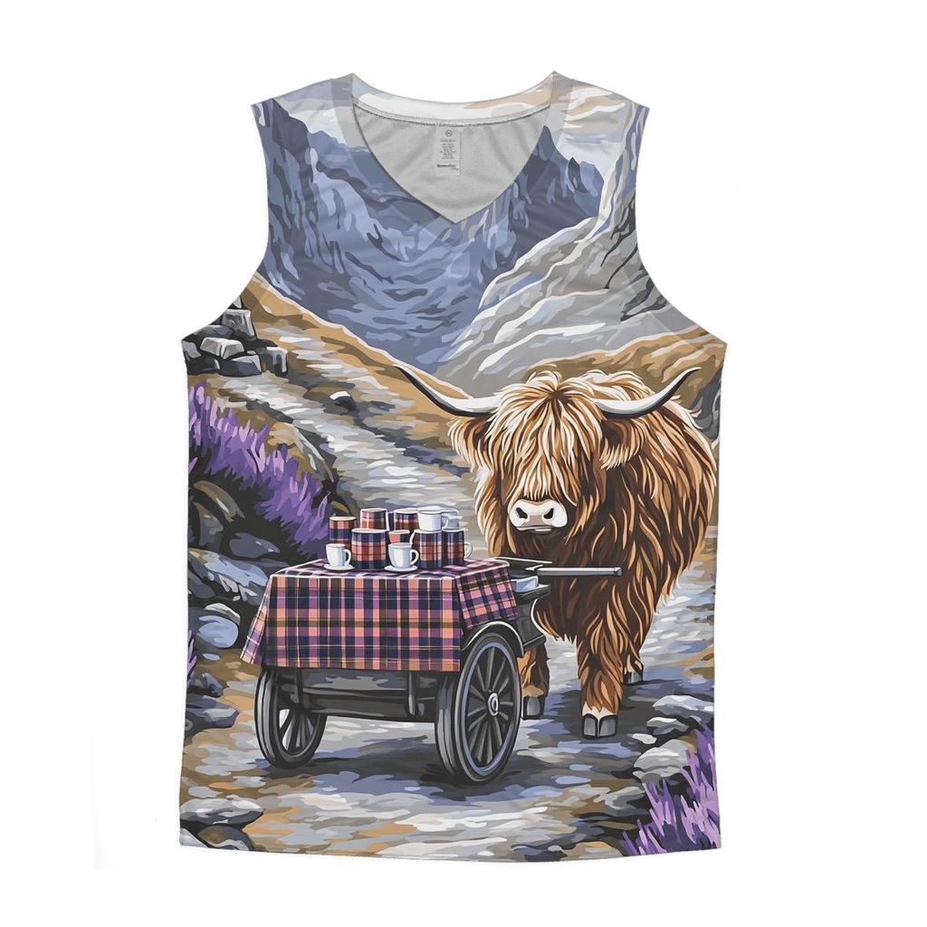 Highland Cow Mountain Pass Tea Cart custom tank tops