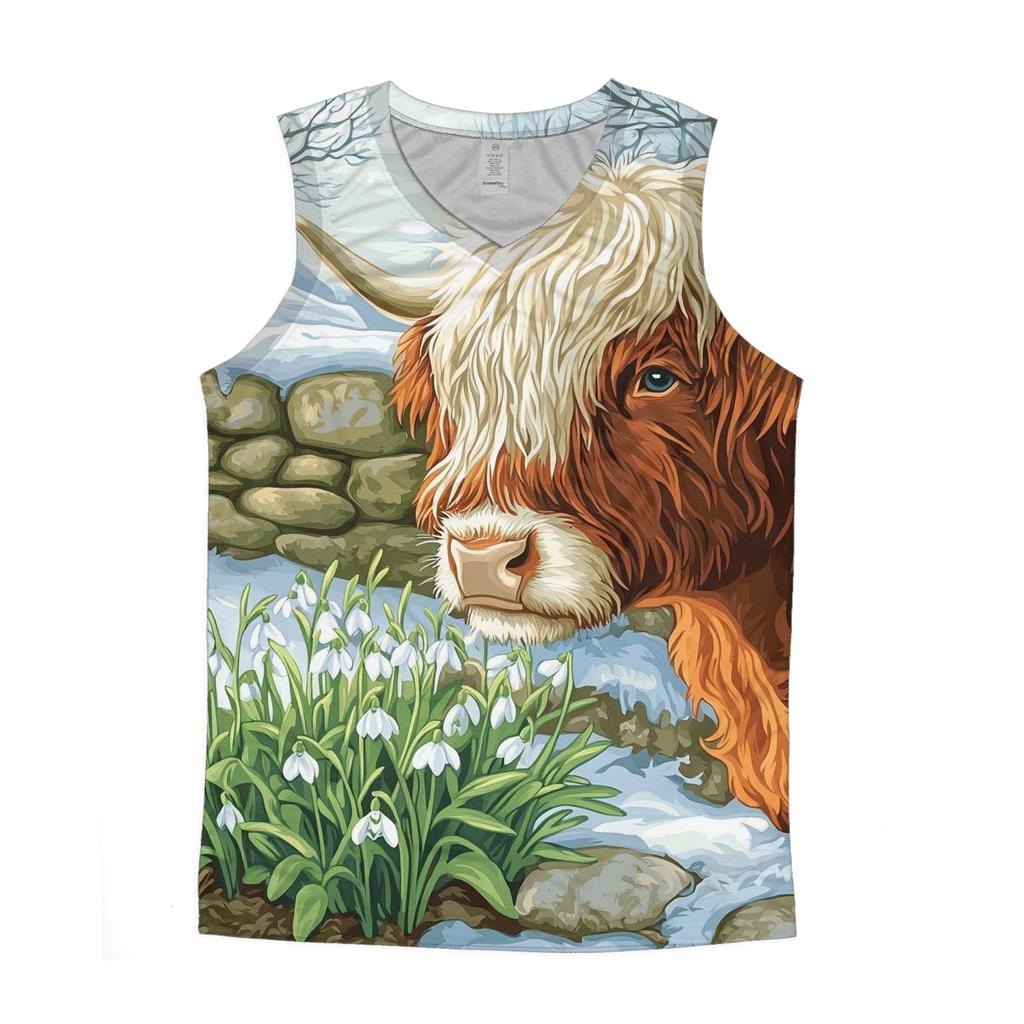 Highland Cow Snowdrop First Spring custom tank tops