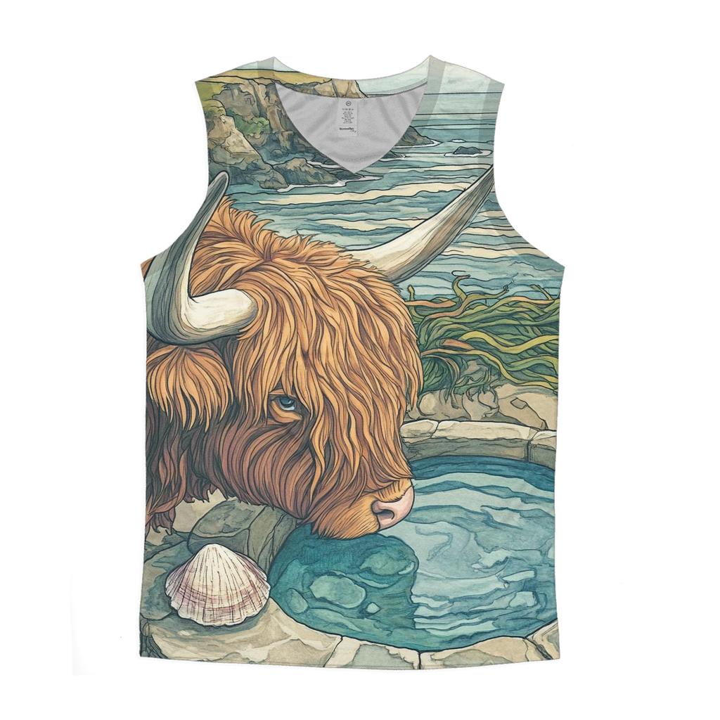 Highland Cow Seaside Rock Pool Watcher stylish racerback tanks
