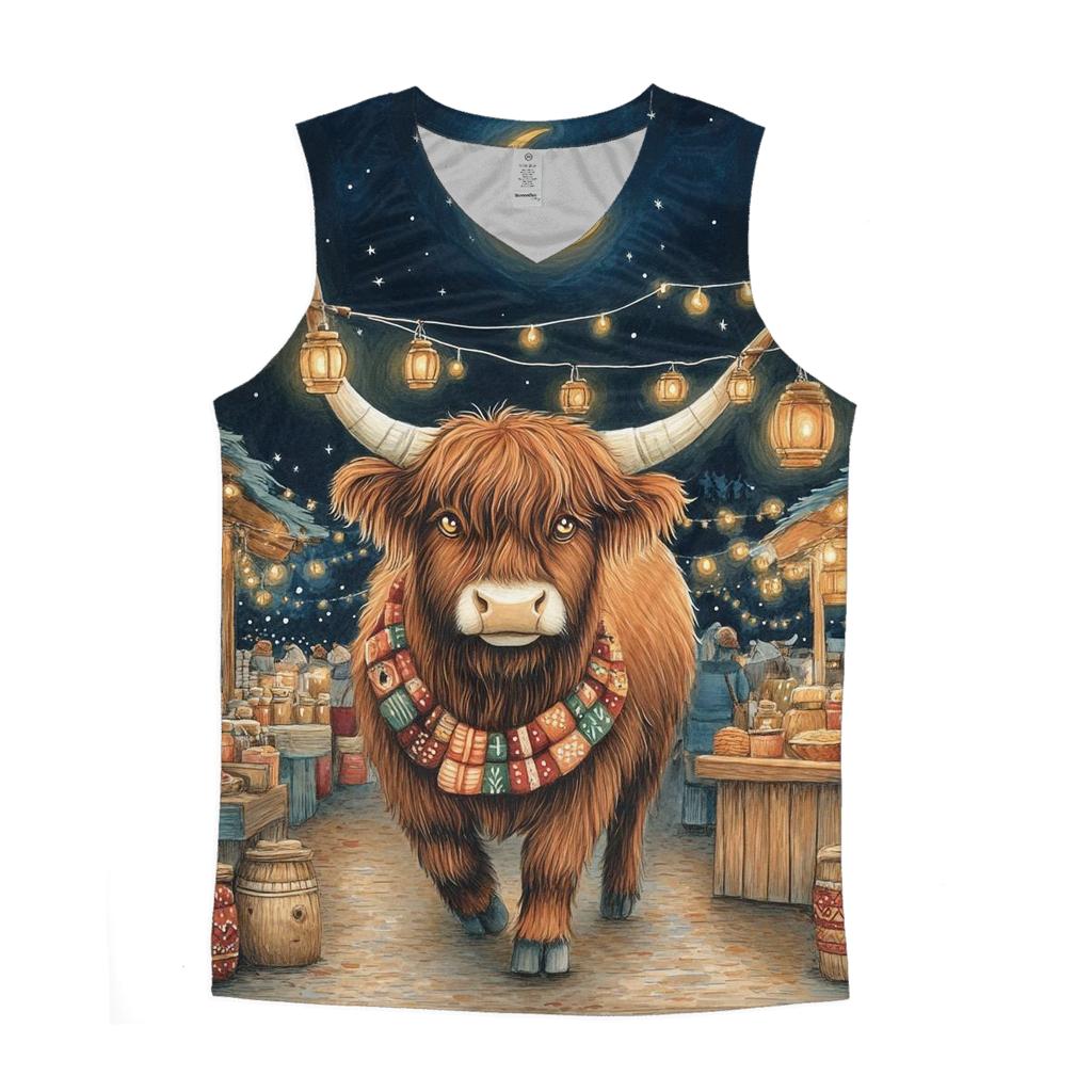 Highland Cow Night Market Lanterns graphic print tank tops