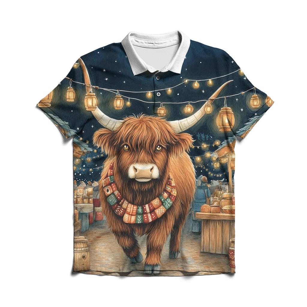 Highland Cow Night Market Lanterns classic pique polos
