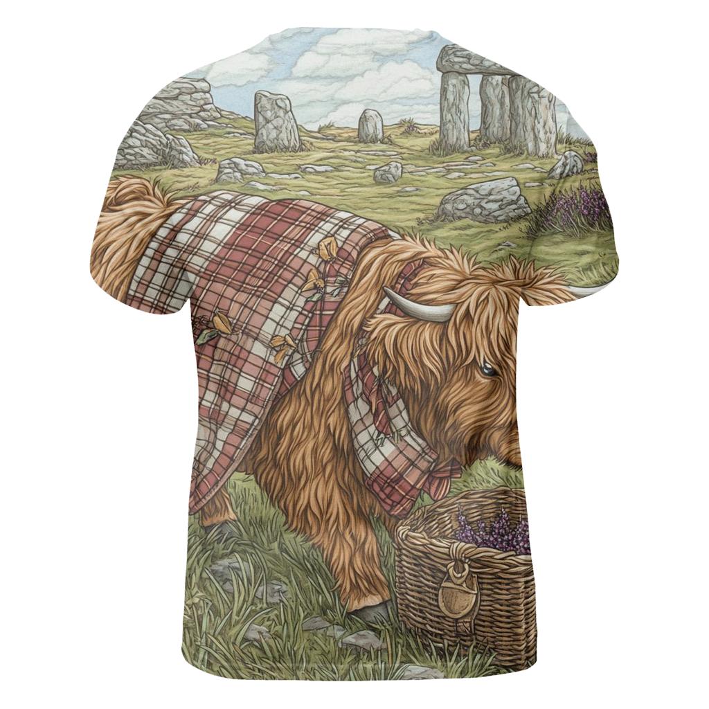 Stone Circle Picnic With Highland Cow custom all-over print shirts