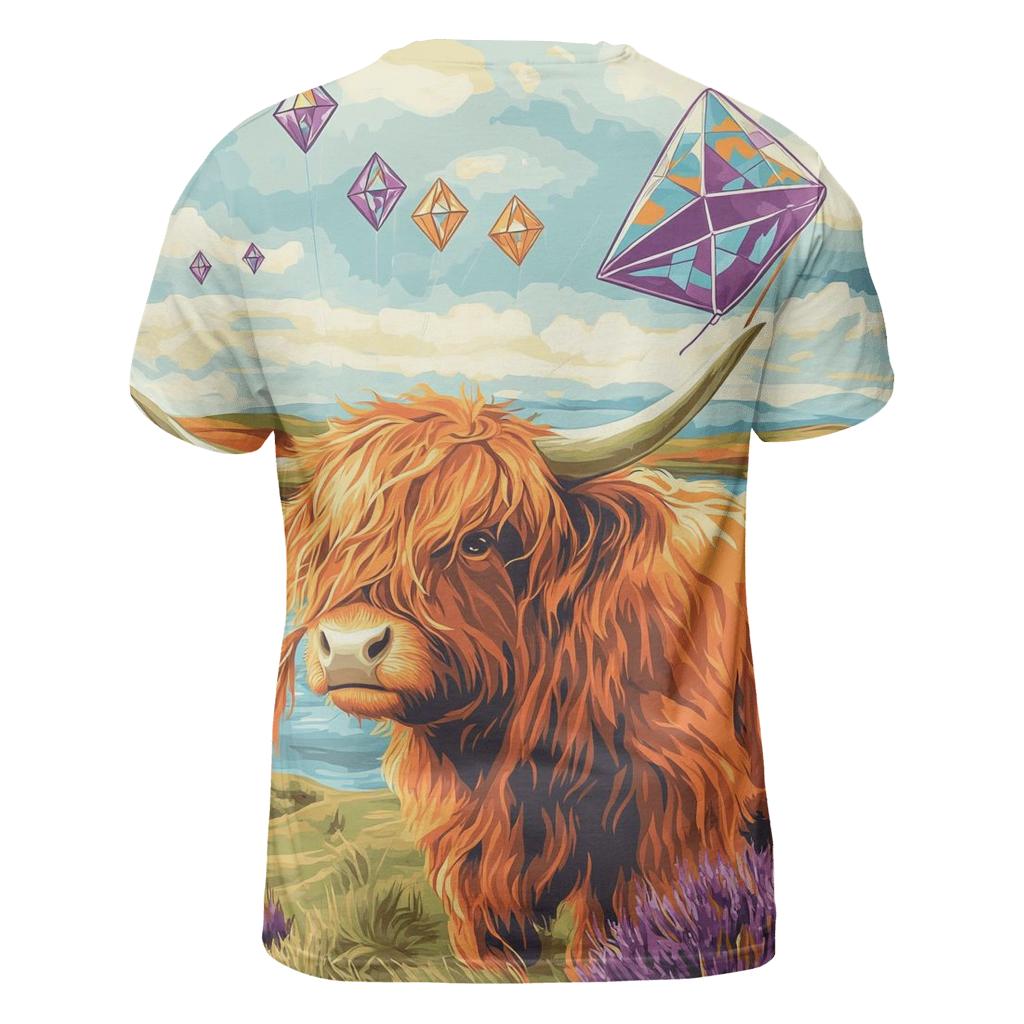 Kite Festival Highland Cow On The Moor creative print fashion shirts