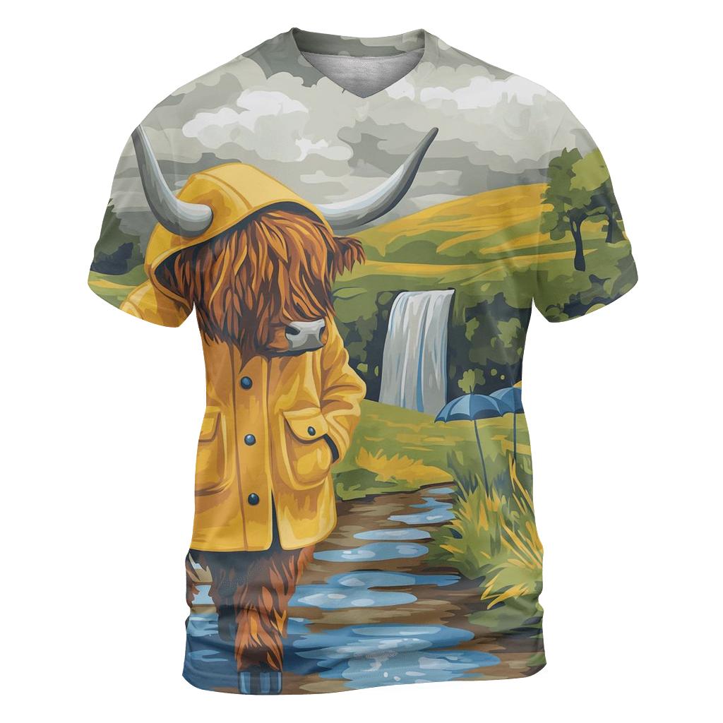 Highland Cow Raincoat Walk Through The Glen statement graphic shirts
