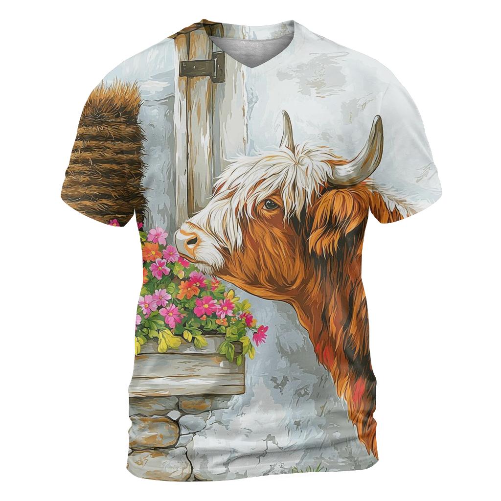 Crofthouse Window Box With Highland Cow custom all-over print shirts