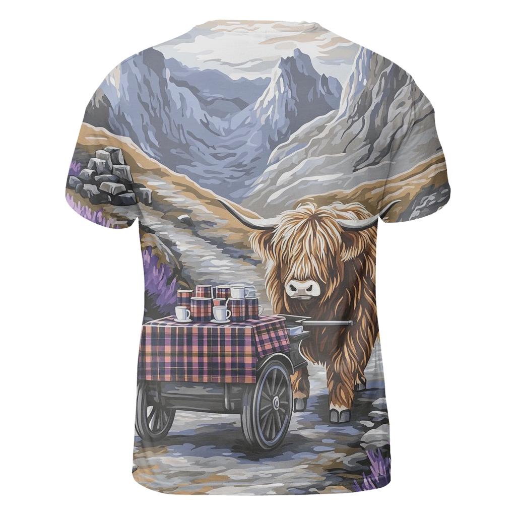Highland Cow Mountain Pass Tea Cart unique graphic print tees