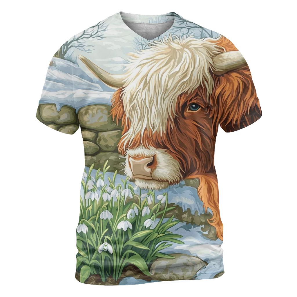 Highland Cow Snowdrop First Spring custom all-over print shirts
