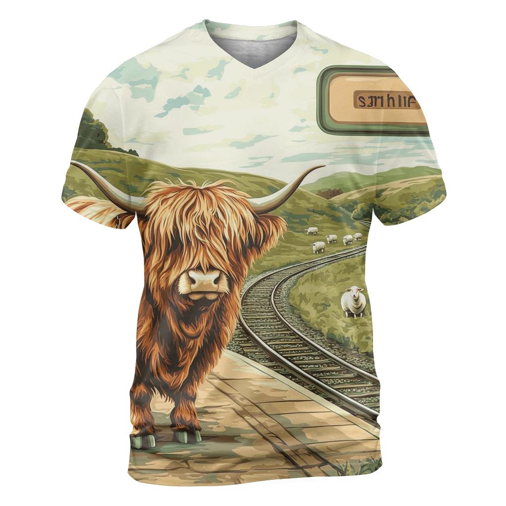 Highland Cow At The Railway Halt personalized full print shirts