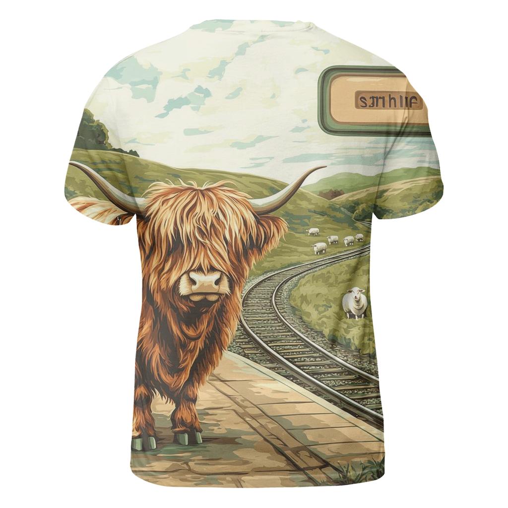 Highland Cow At The Railway Halt personalized full print shirts