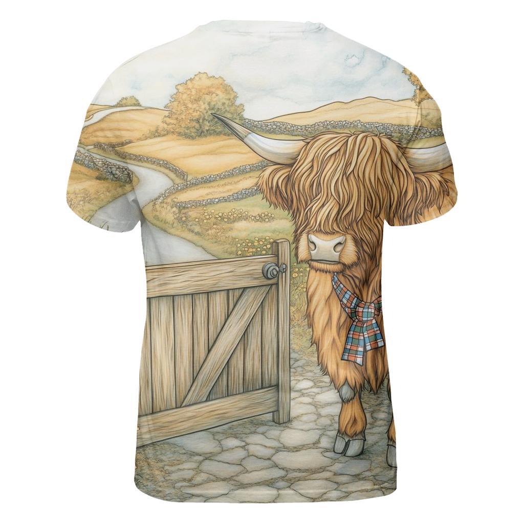 Highland Cow Meadow Gatekeeper trendy printed shirt styles