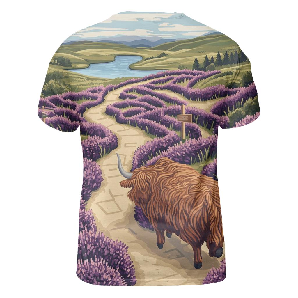 Highland Cow And The Heather Maze personalized full print shirts