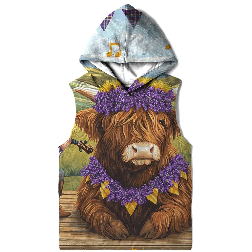 Heather Crowned Highland Cow Garden Concert lightweight hoodies