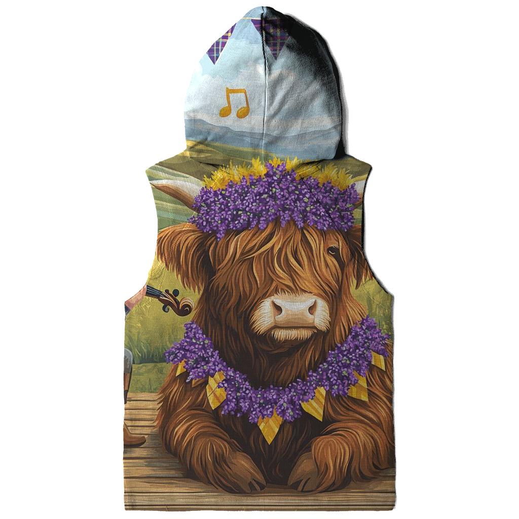 Heather Crowned Highland Cow Garden Concert lightweight hoodies