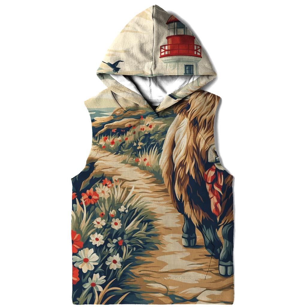 Highland Cow And The Lighthouse Cliff Path zip-up hoodies