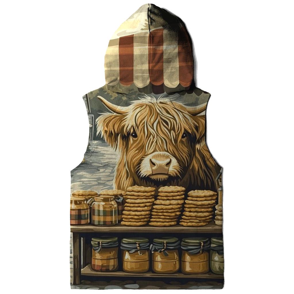 Tartan Market Stall Featuring Highland Cow premium hoodies