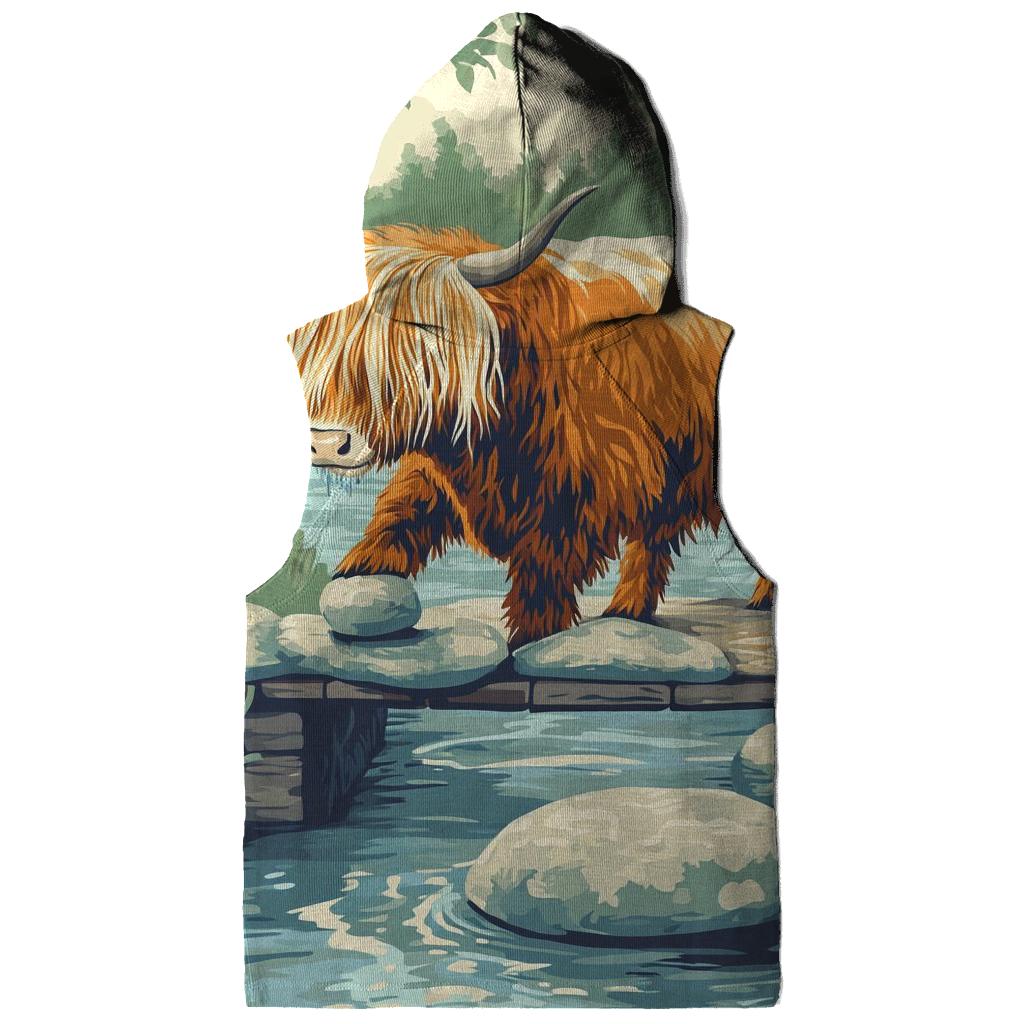 River Stepping Stones Highland Cow Explorer hoodie trends